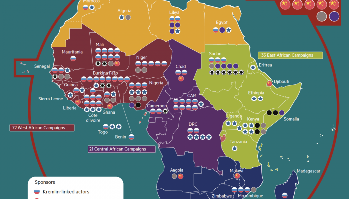 Figure 1. Regional map of disinformation in Africa Source: https://africacenter.org/spotlight/mapping-a-surge-of-disinformation-in-africa/